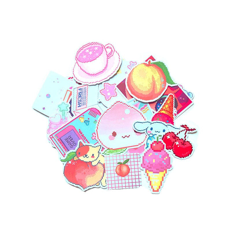 Pink Pixelated Laser Cut Sticker Pack
