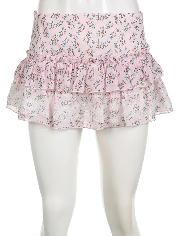Floral Print Babydoll Skirt