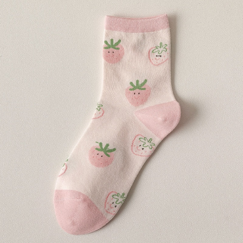 Pink Strawberry Cotton Socks 5