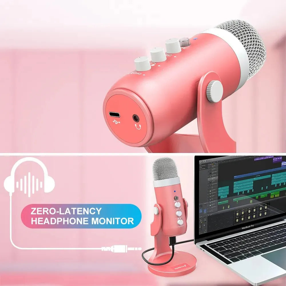 Pink USB Condenser Studio Microphone