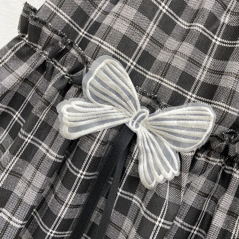 Kawaii Gothic Black and White Plaid Skirt