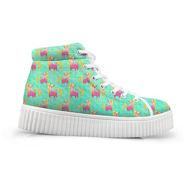 Unicorn Wedge High Tops Green Unicorn