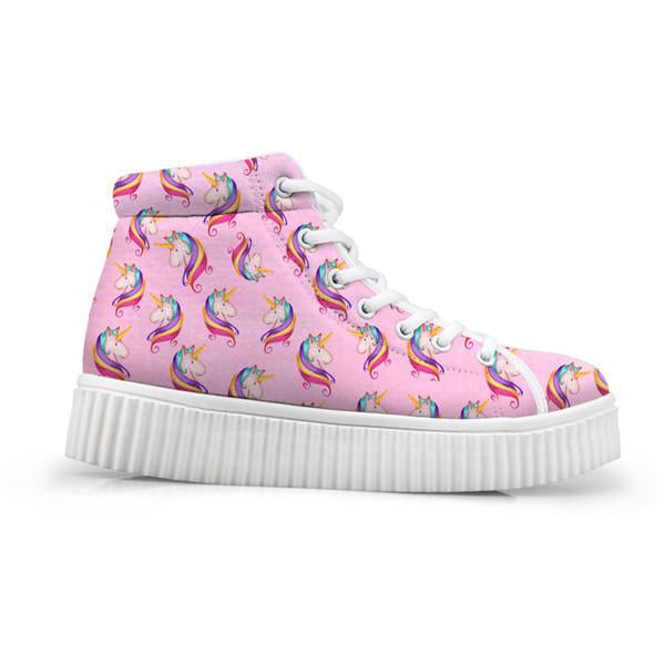 Unicorn Wedge High Tops Pink Unicorn