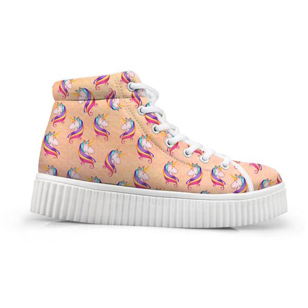 Unicorn Wedge High Tops Peach Unicorn