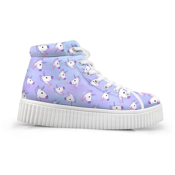 Unicorn Wedge High Tops Purple Unicorn