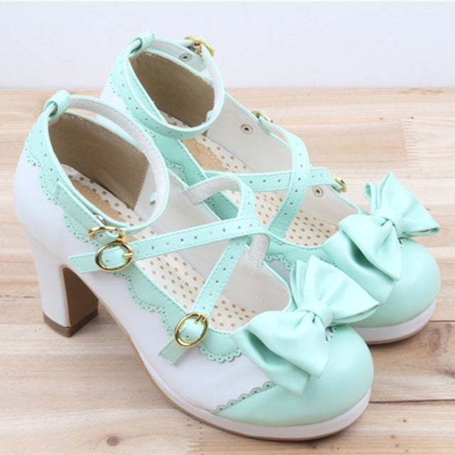 Pearl Embellished Heels Light Green