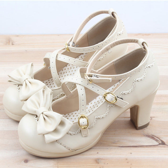 Pearl Embellished Heels Cream