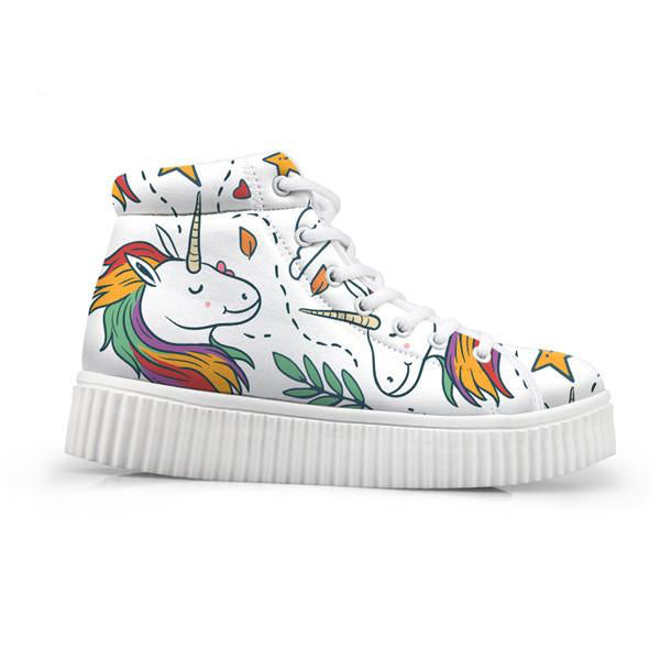 Unicorn Wedge High Tops White Graffiti Unicorn
