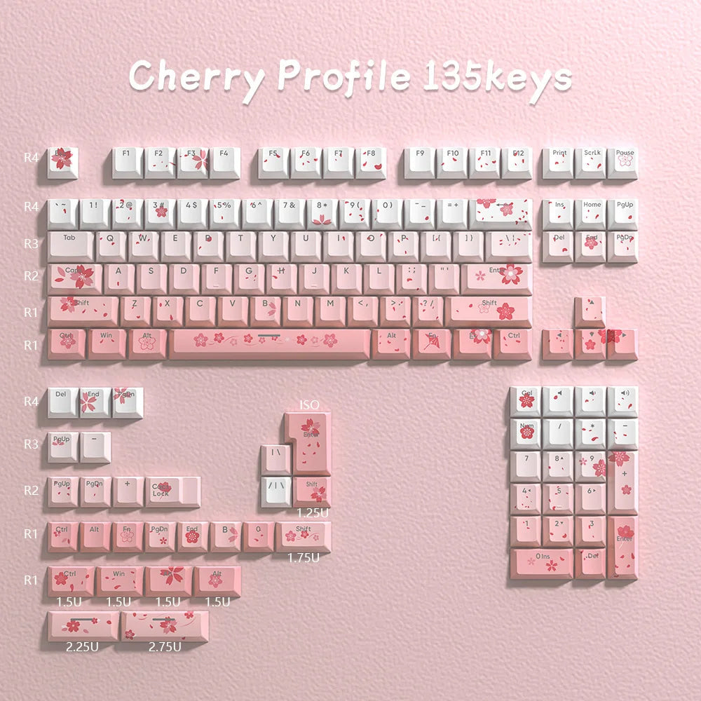 Sakura Blossom Backlit Key Caps Full Set