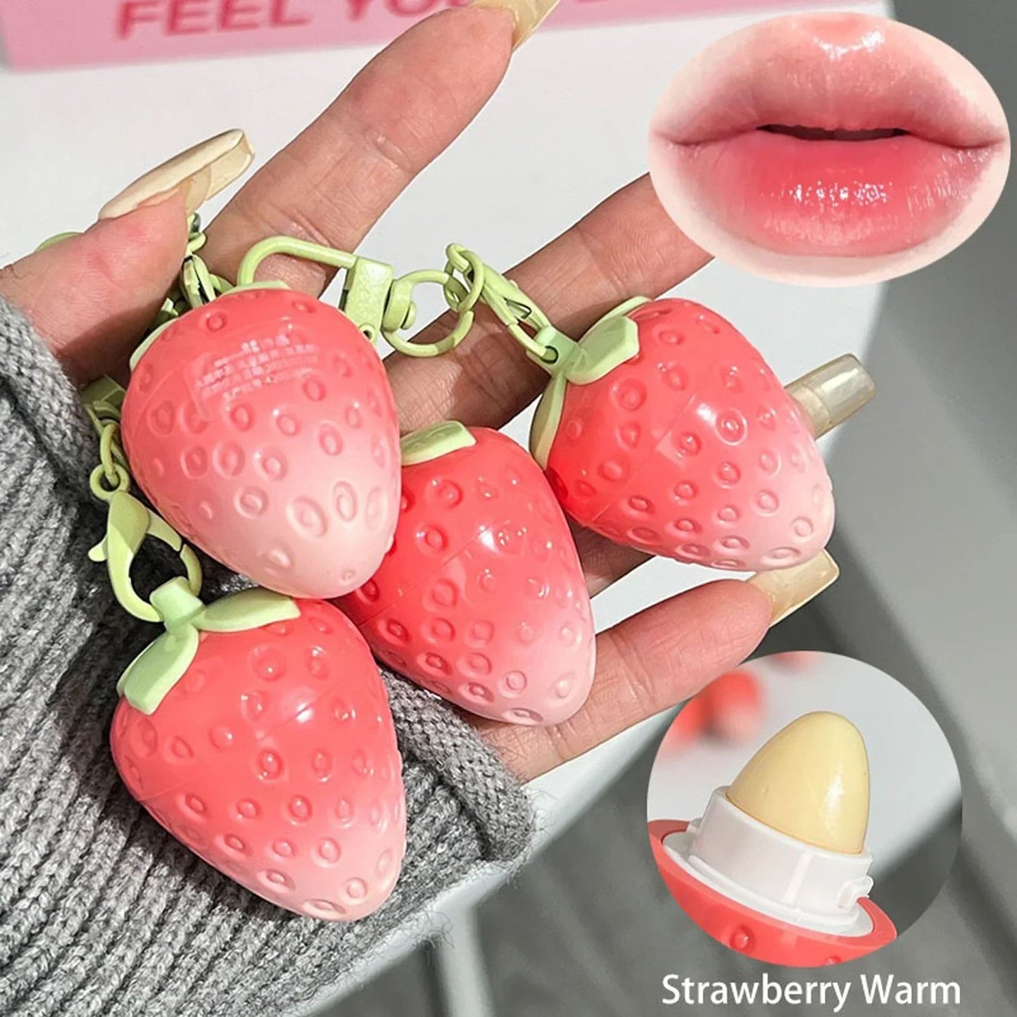 Strawberry Keychain Moisturizing Lip Balm