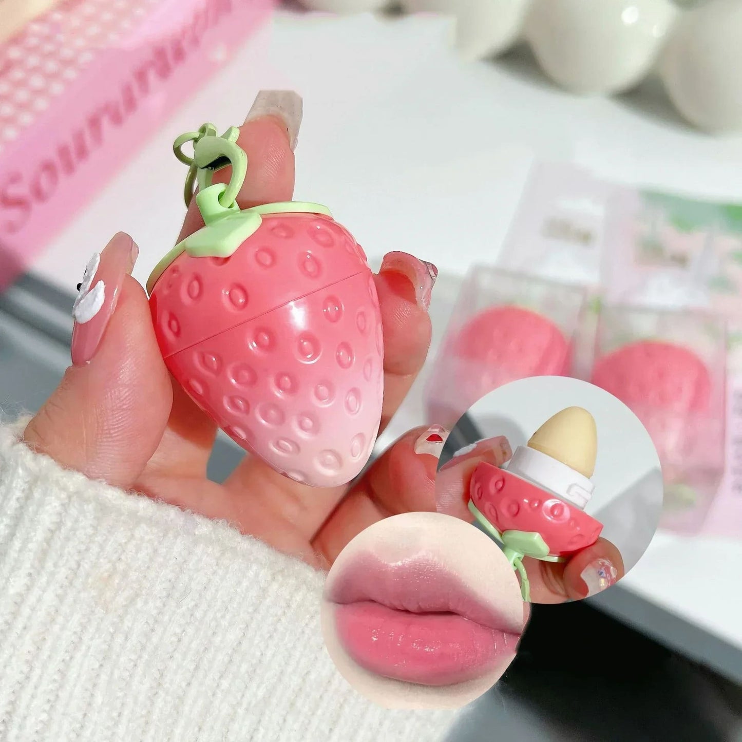 Strawberry Keychain Moisturizing Lip Balm