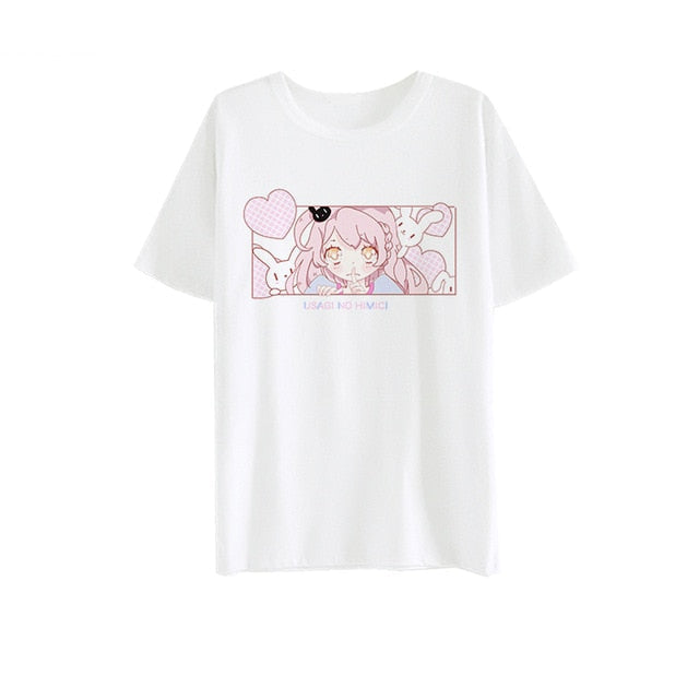 Strawberry Milk Graphic Tee Anime Girl