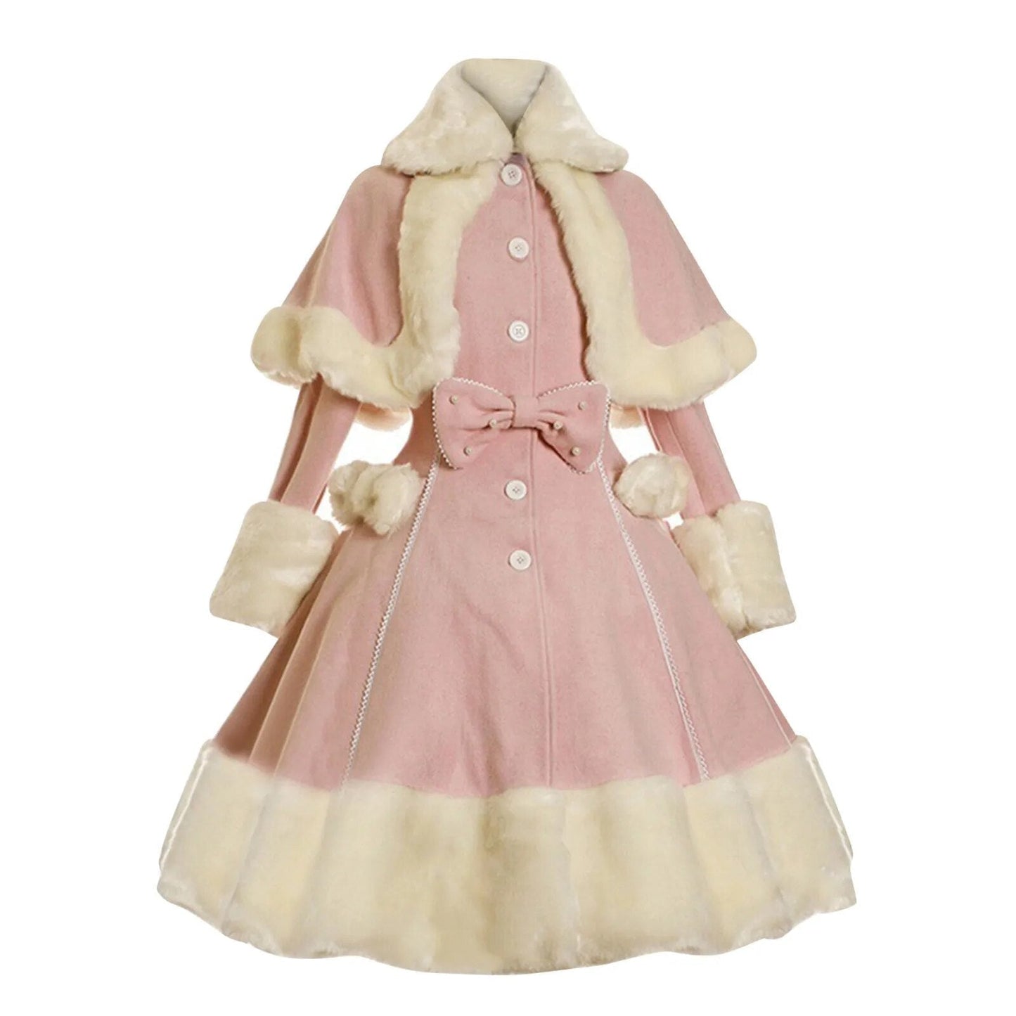Winter Princess Dress Coat Pink