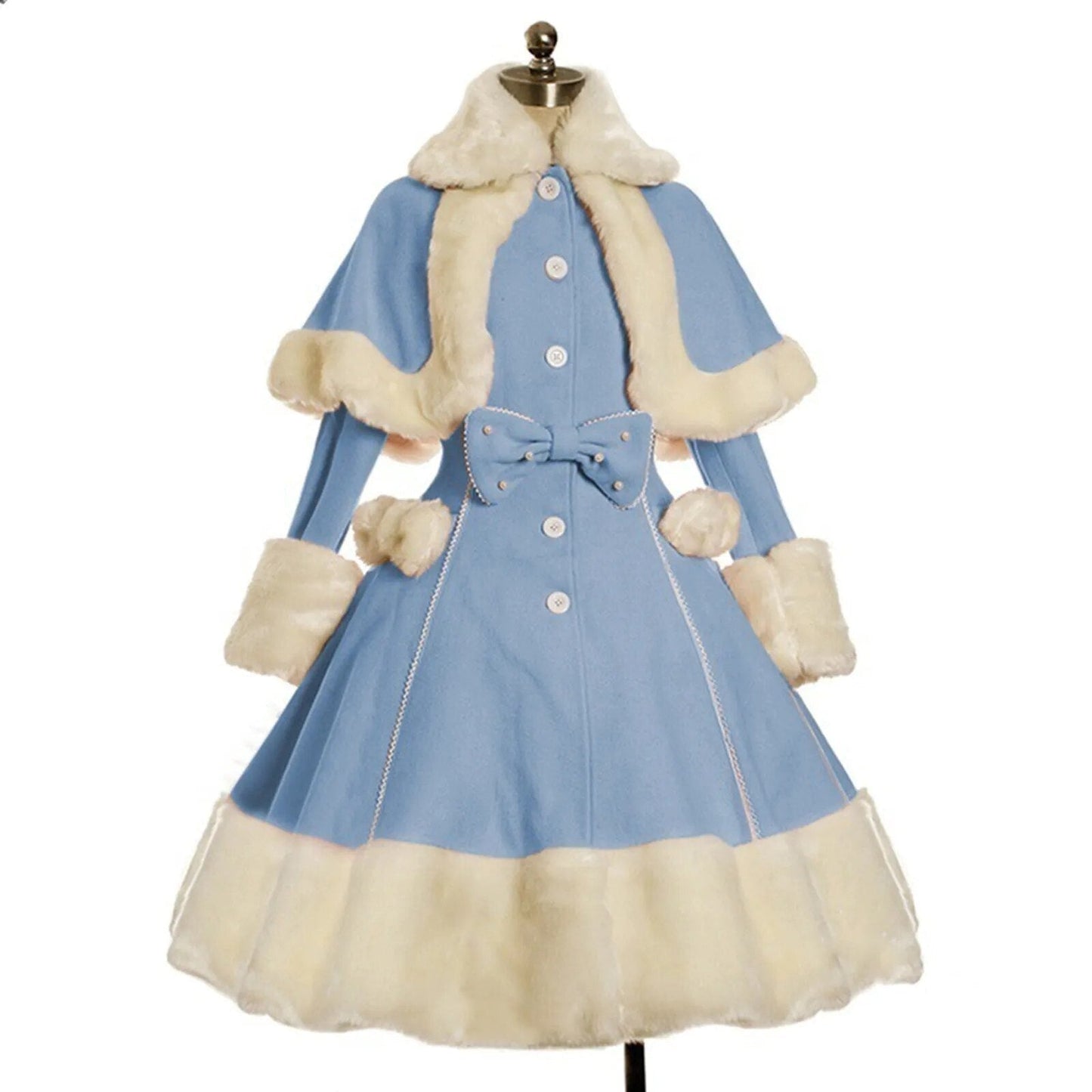 Winter Princess Dress Coat Sky Blue