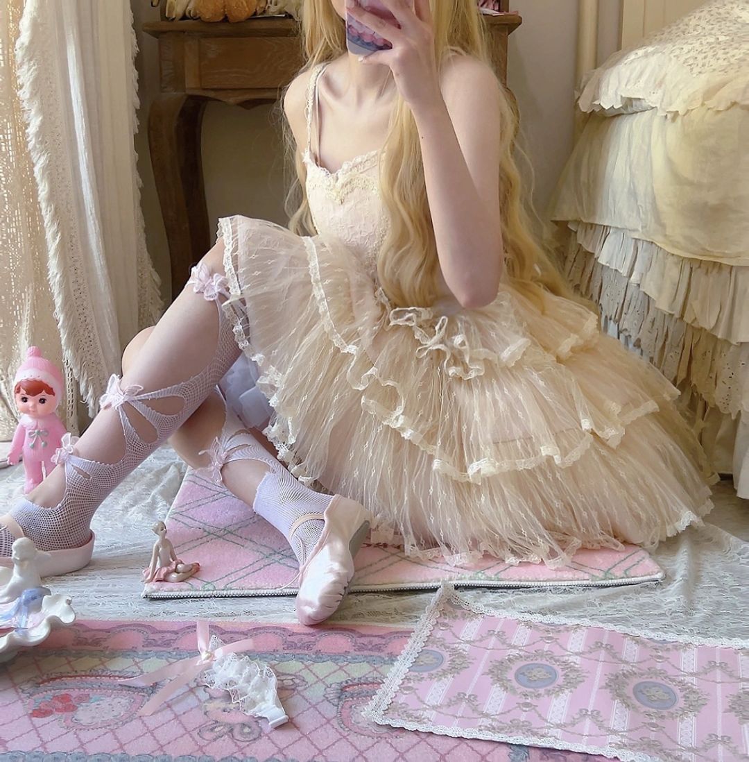 Leibala Doll Lace Mesh Lolita Dress