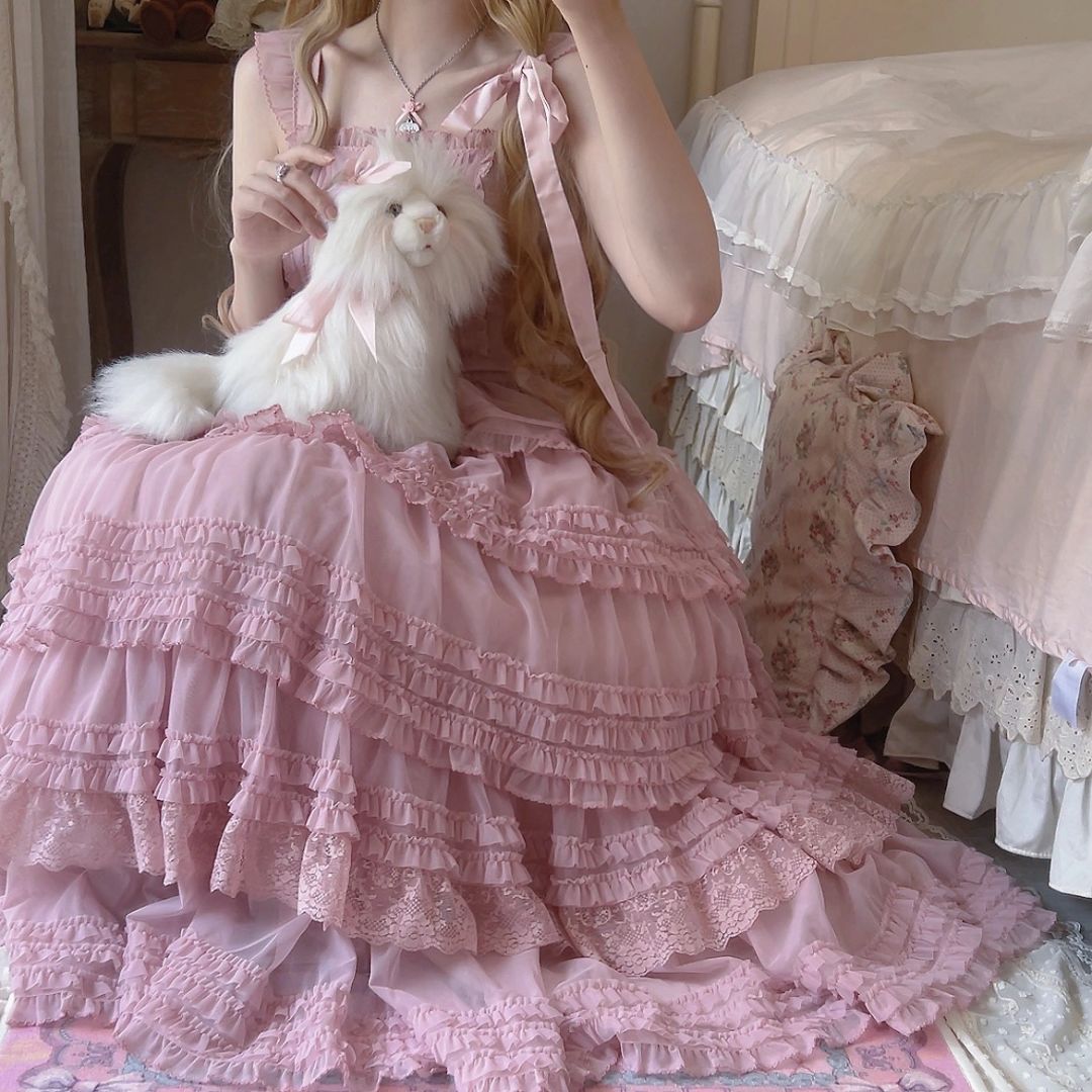 Ruffled Flower Lolita Mesh Dress