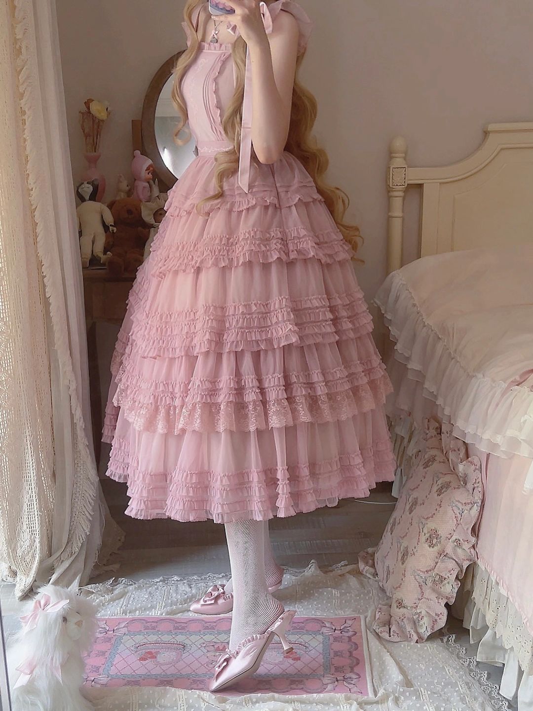 Ruffled Flower Lolita Mesh Dress