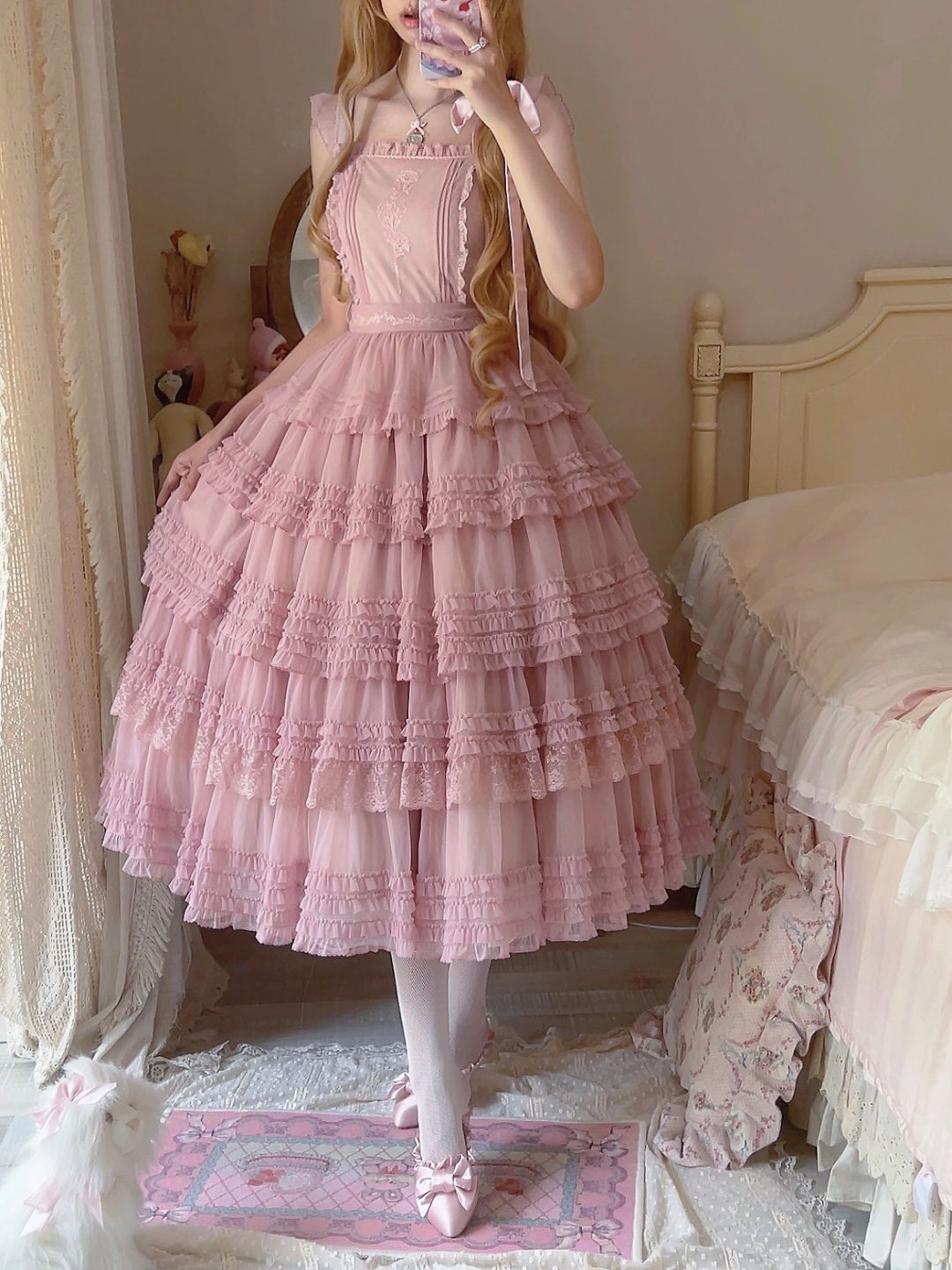 Ruffled Flower Lolita Mesh Dress