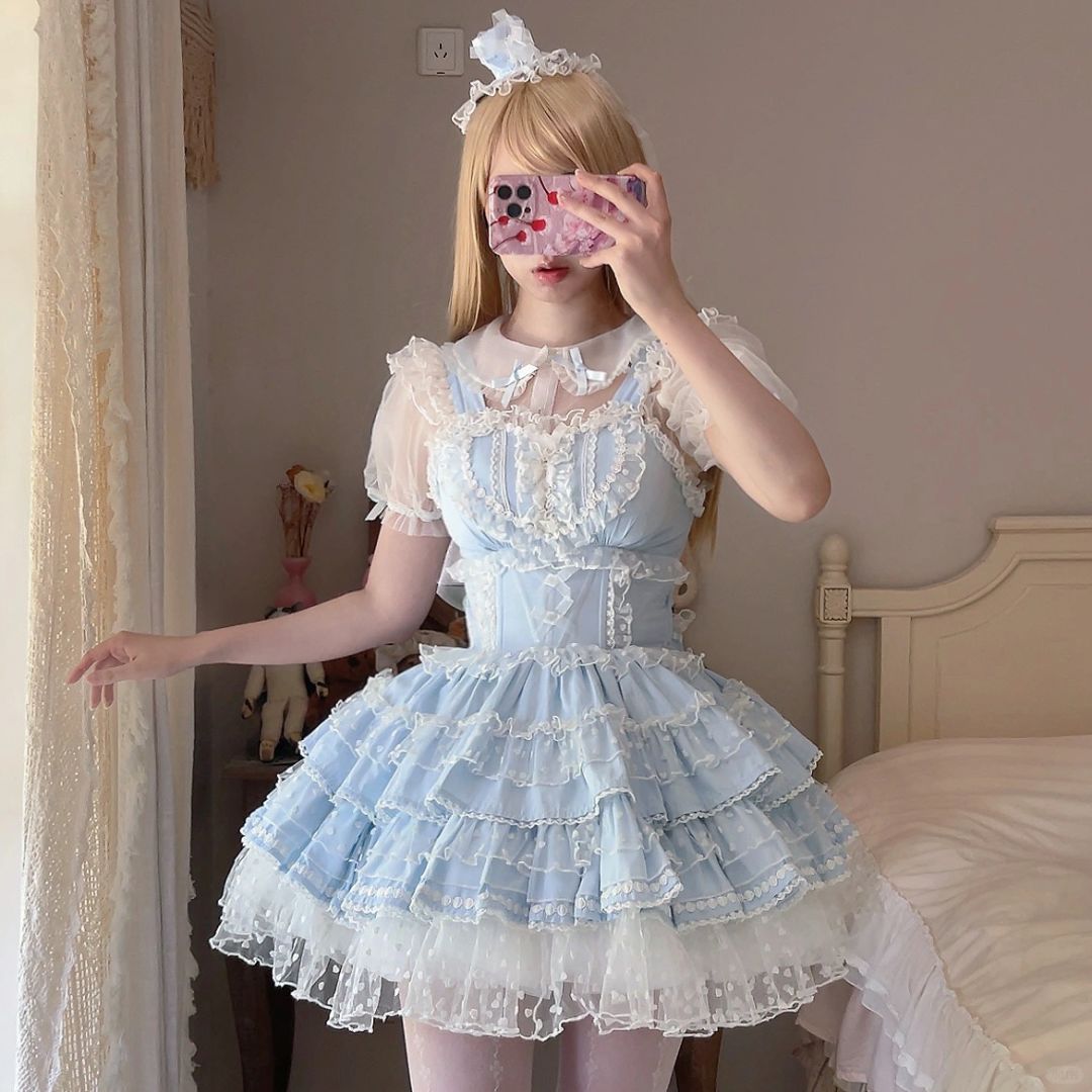 Praying Dopamine Blue Doll Lolita Dress