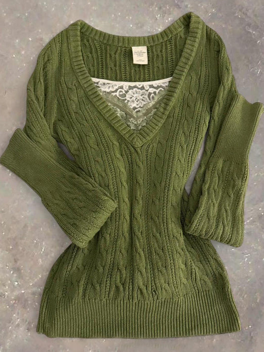 y2k vintage fake two-piece knitted sweater