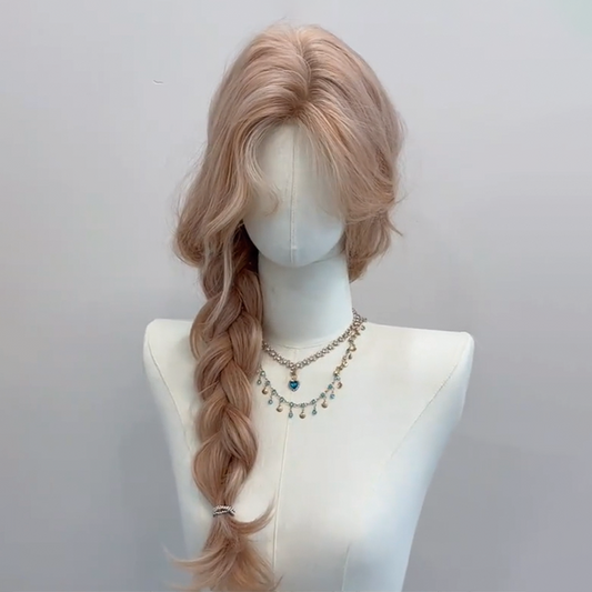 Pink Gold Curly Wig