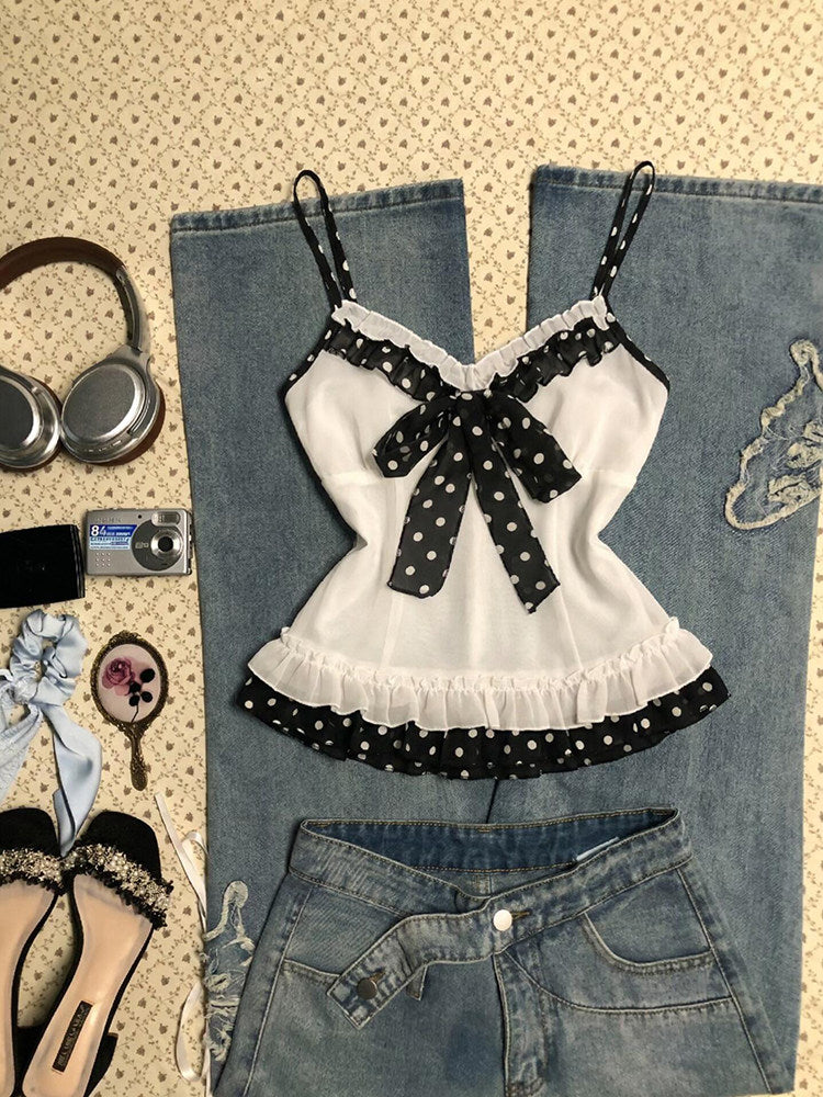 polka dots bow tank top