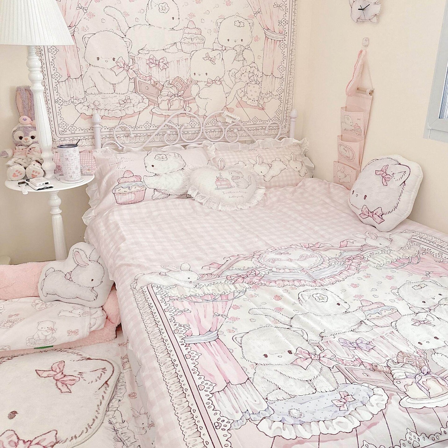 kawaii cat four-piece bed sheet and quilt cover set