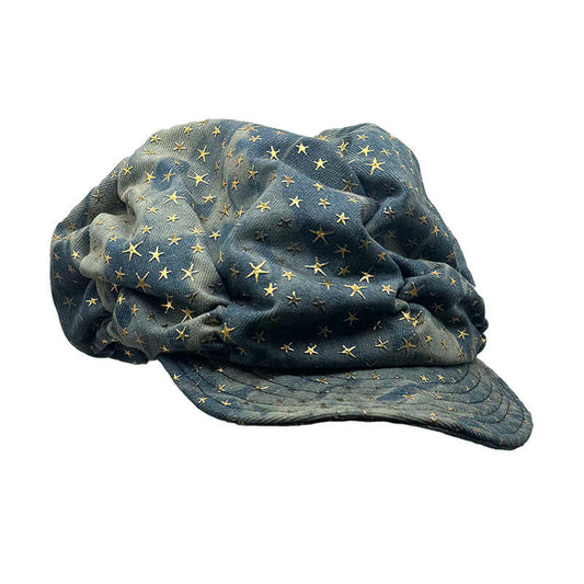 Retro Star Denim Beret Hat