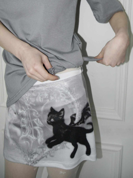 Acubi Y2K Cat Punk Skirt