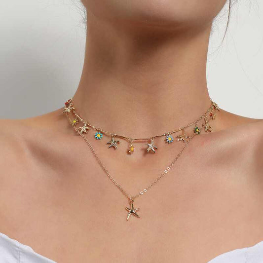 Alloy Starfish Pendant Necklace