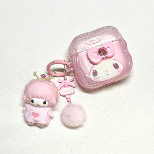 Cute pink Melody three-dimensional bow headphone case