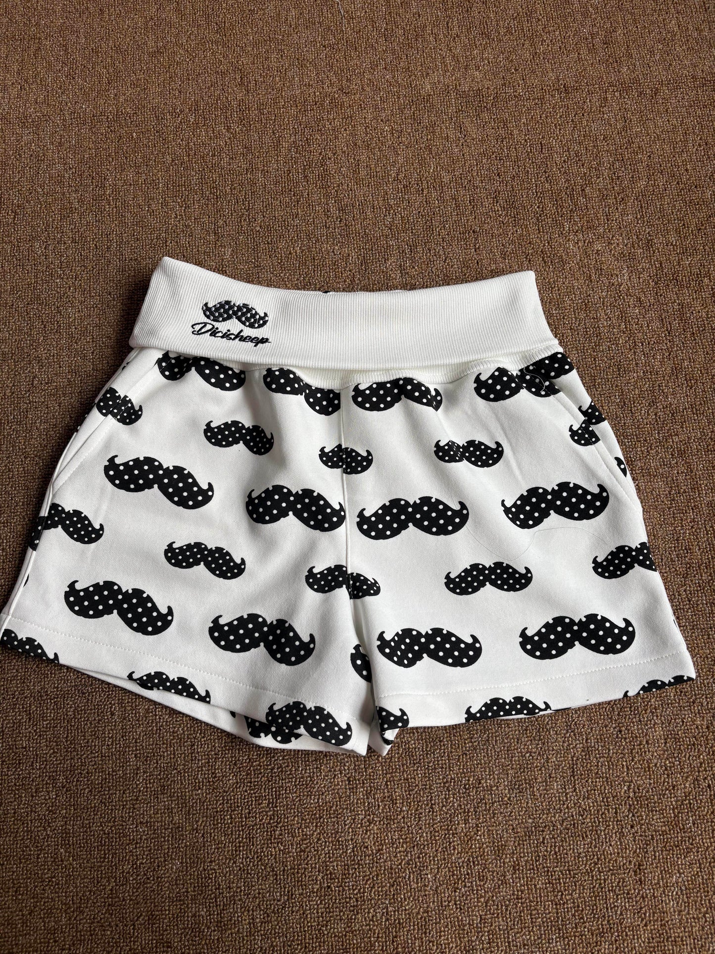 mustache polka dots sport shorts