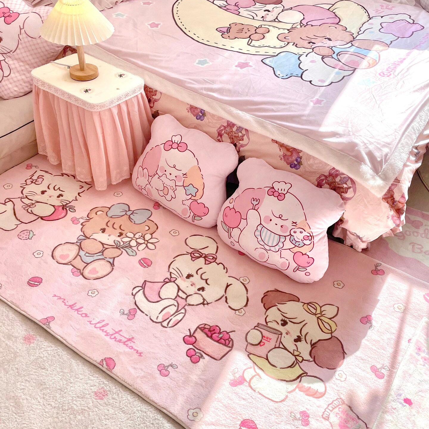 Little girl heart cute cartoon floor mat