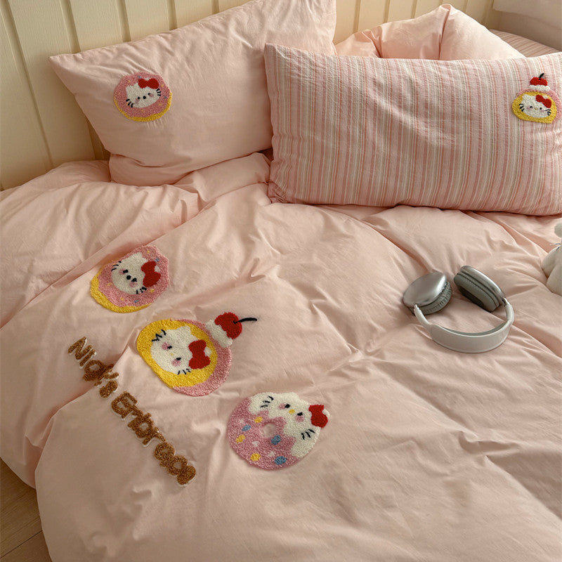 Katie Cake Cute Washed Cotton Sheets Four-piece Set