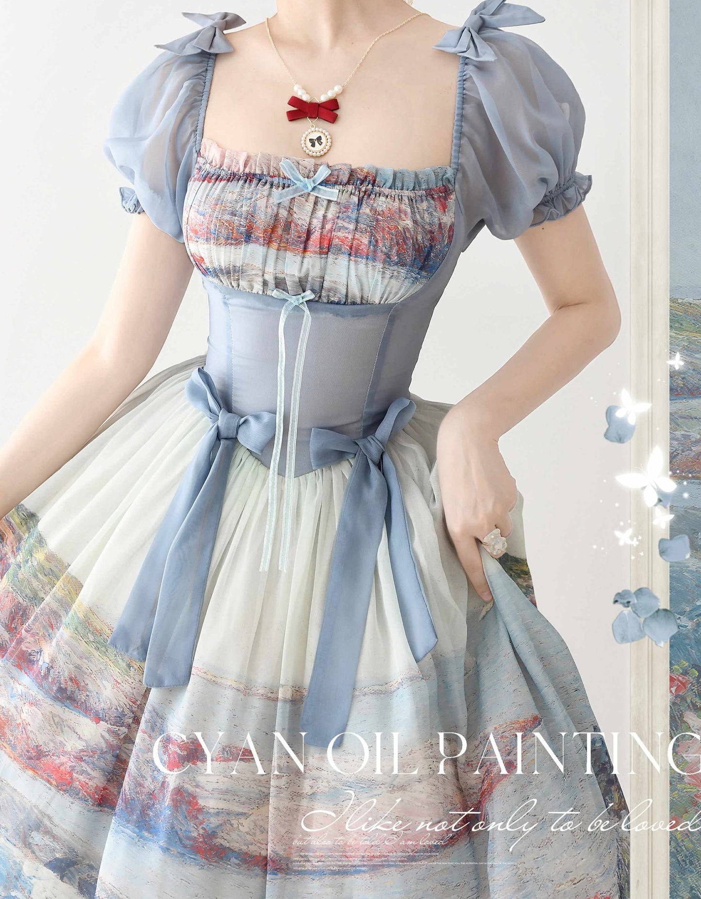 Oil Painting Printed Bow Lolita Dress