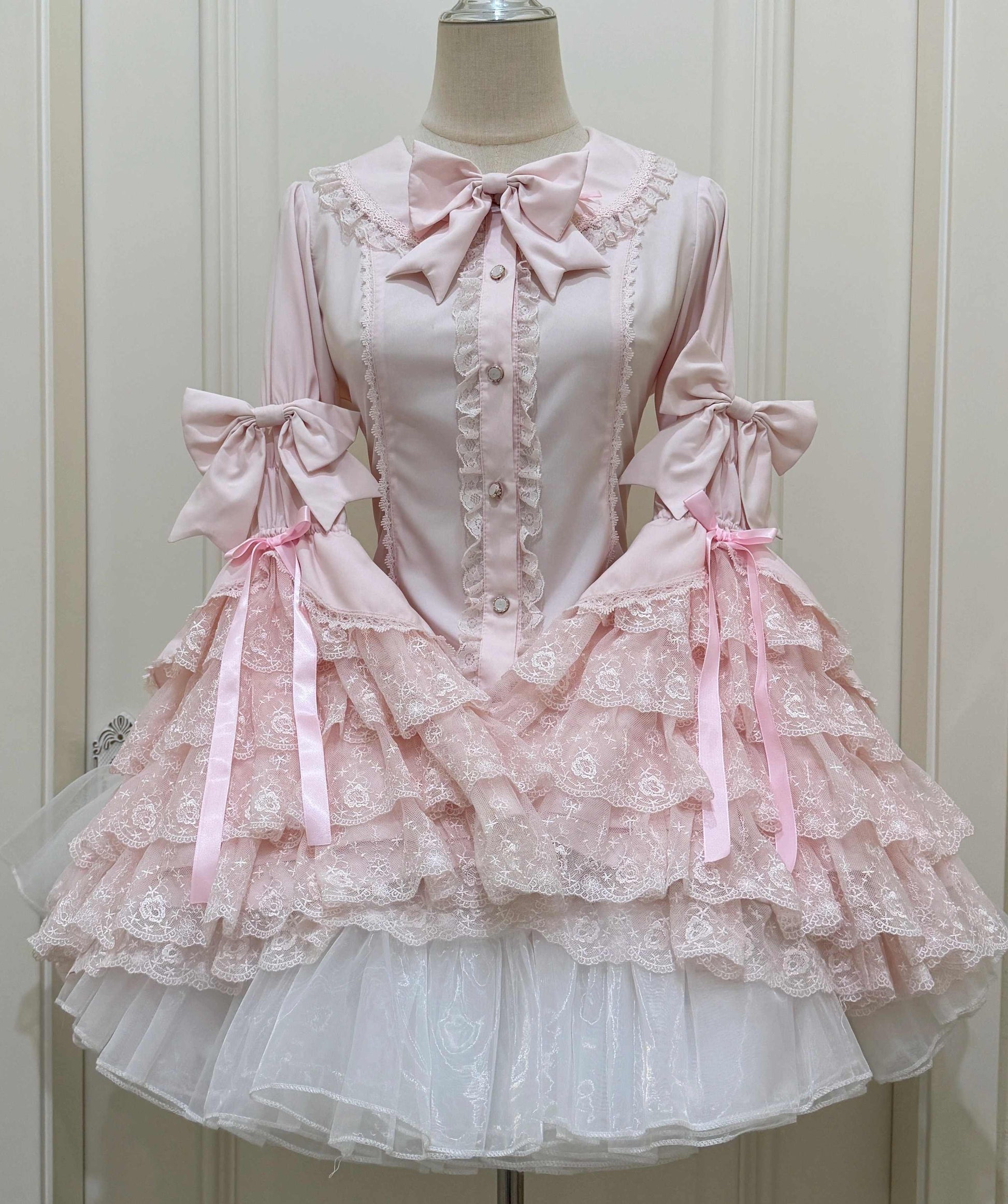 Ruffled Lace Bow Coquette Shirt