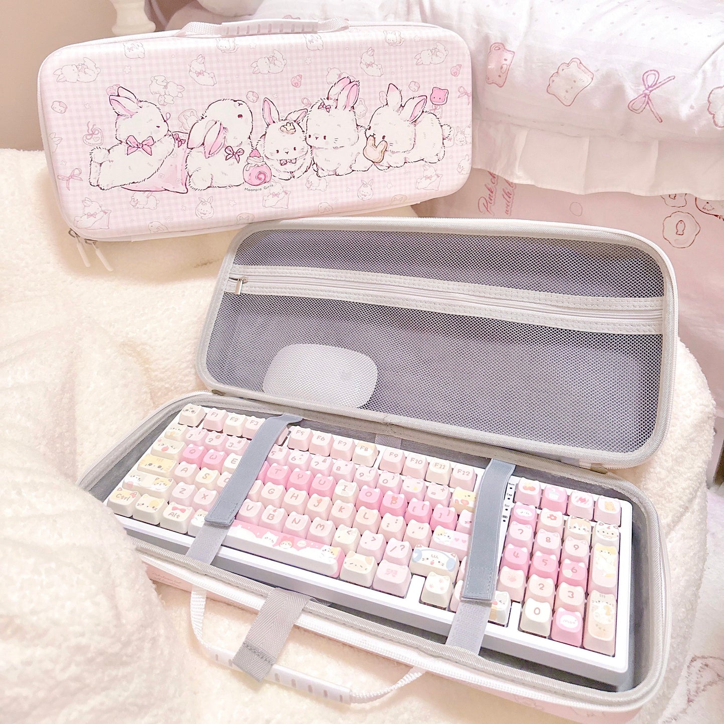 kawaii pink mechanical keyboard storage bag