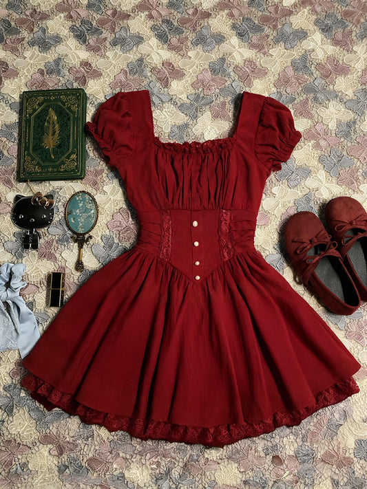 retro corset red dress