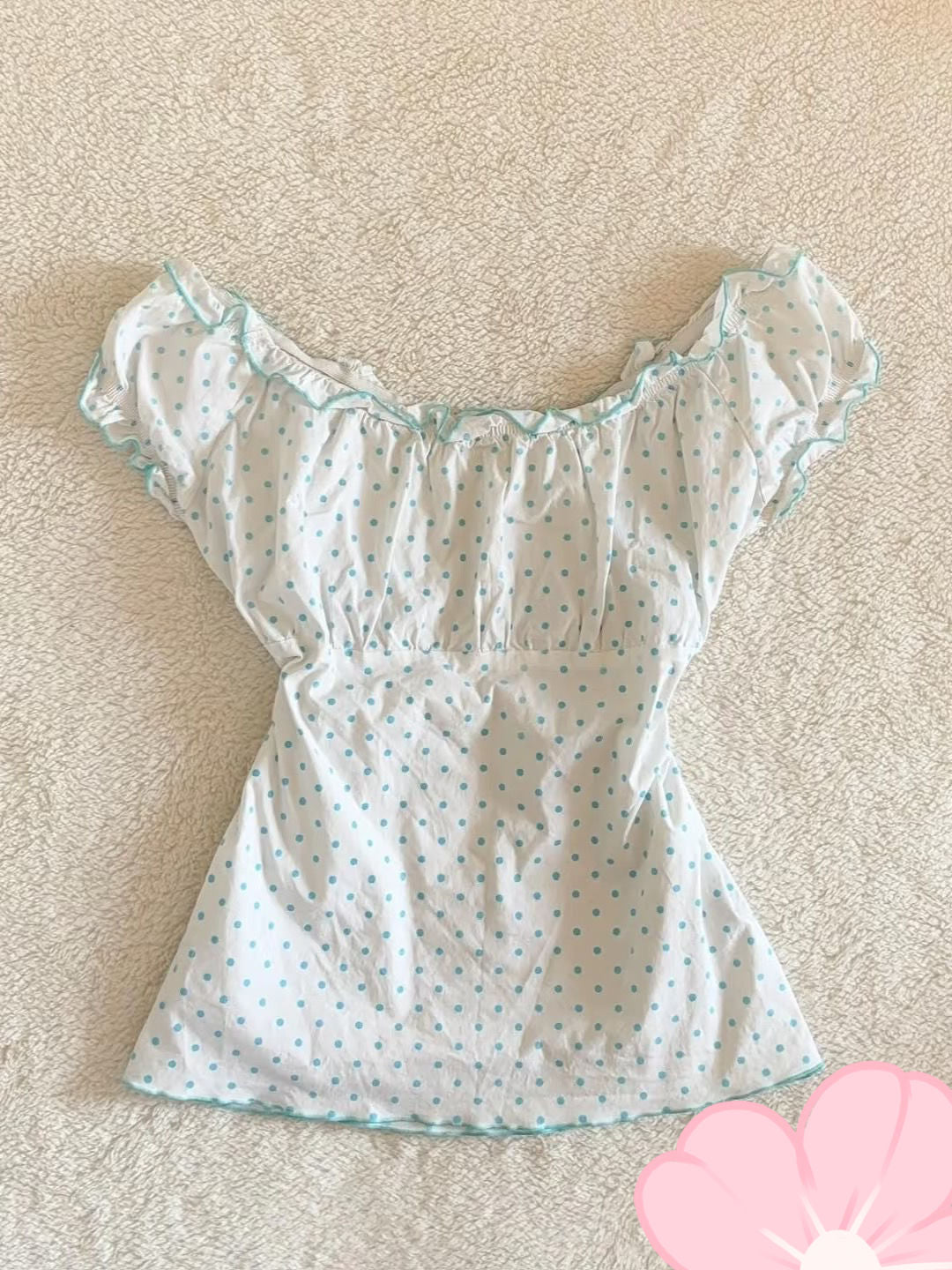 Pure cotton vintage fresh polka dot top