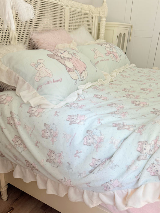 Lolita milk blue kitten bed sheet set of four