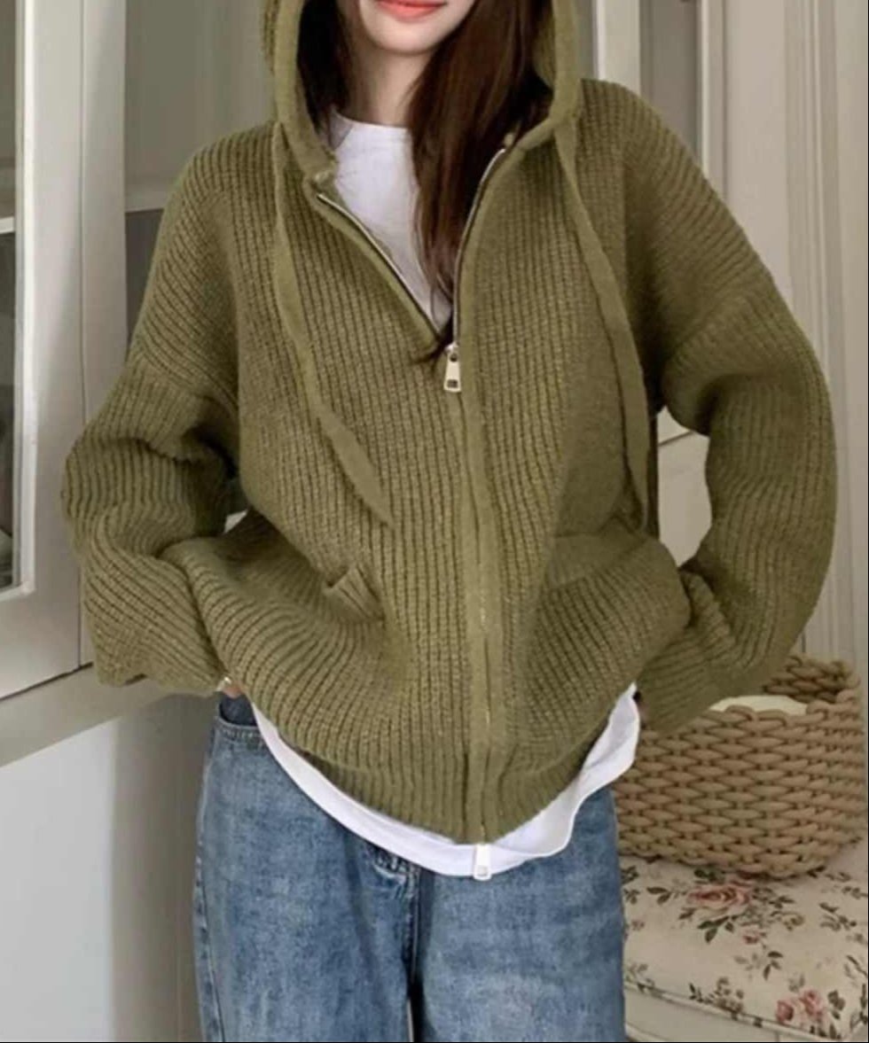 Hooded Knitted Cardigan