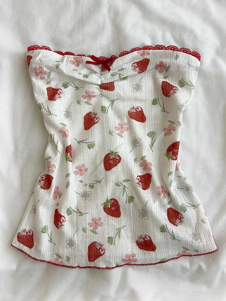 Retro Sweet Strawberry Crop Top