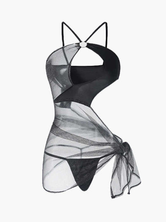 Black Mesh Hollow Pajamas