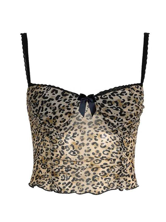 Y2K Mesh Leopard Tank Top