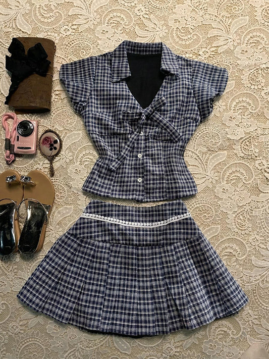 navy plaid shirt suit