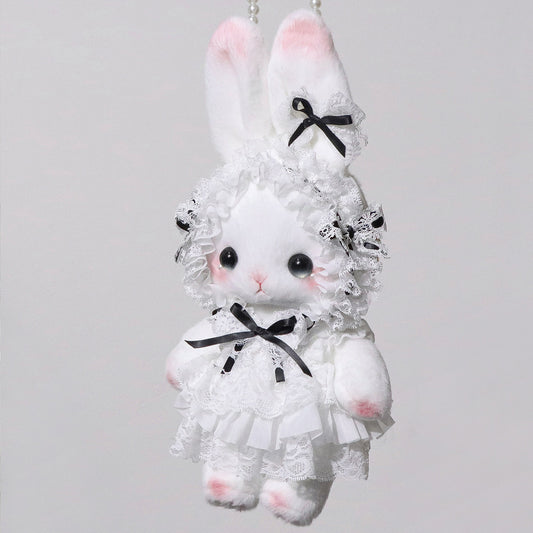 black bow lolita rabbit plush bag