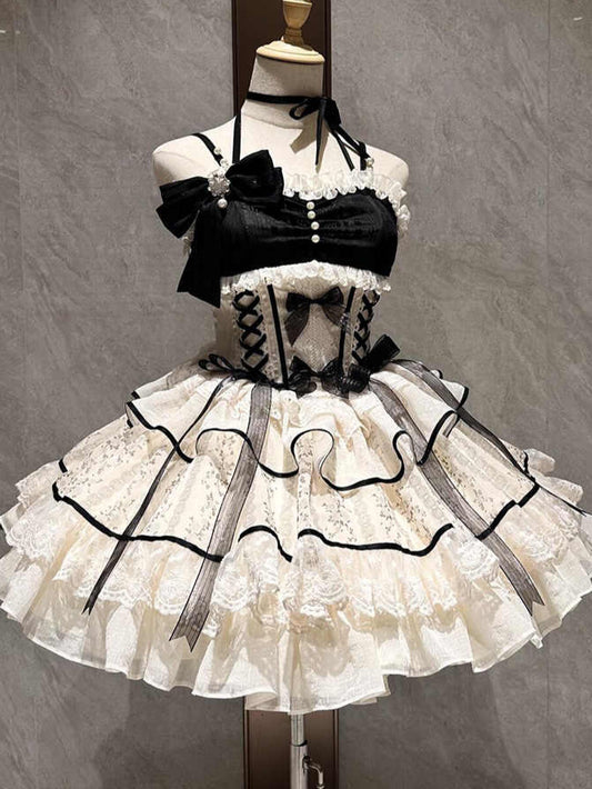 Dark Coquette Ballet Lace Tutu Dress