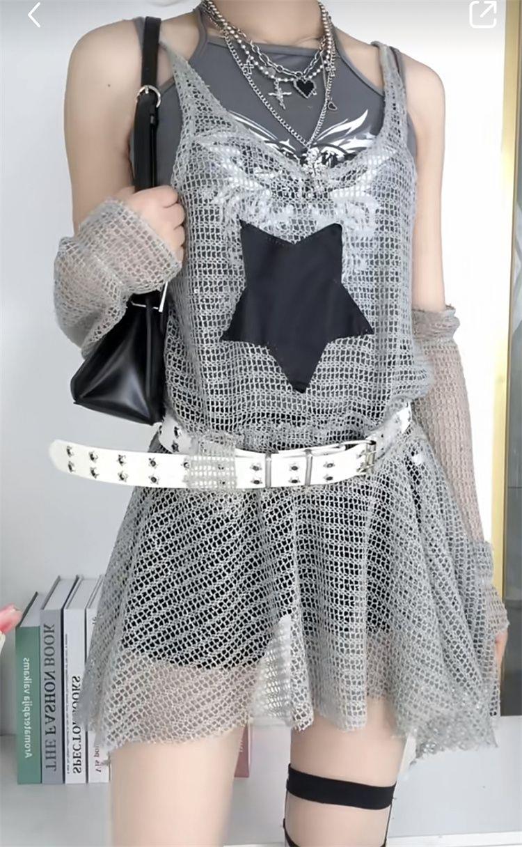 Y2K Star Mesh Two-piece Set