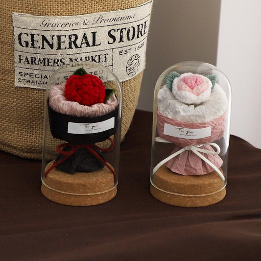 knitted handmade woolen rose bouquet