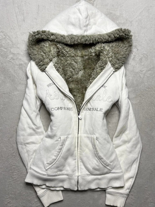 punk y2k retro hooded plus velvet sweatshirt jacket